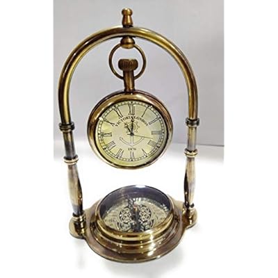 Vintage Brass Desk Clock, Shelf Clock Display Compass, Nautical Navy Personalized Souvenir Compass, Directional Pocket… 415m8Rv5qXL