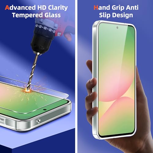 Viojrlra Case for Samsung Galaxy A56 5G with 2 Pieces Tempered Glass Screen Protector, Transparent Soft TPU Silicone Case, Anti-Shock, Anti-Scratch Case for Samsung A56