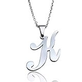 FUNRUN Womens Mens Stainless Steel Initial Letters Pendant Necklace
