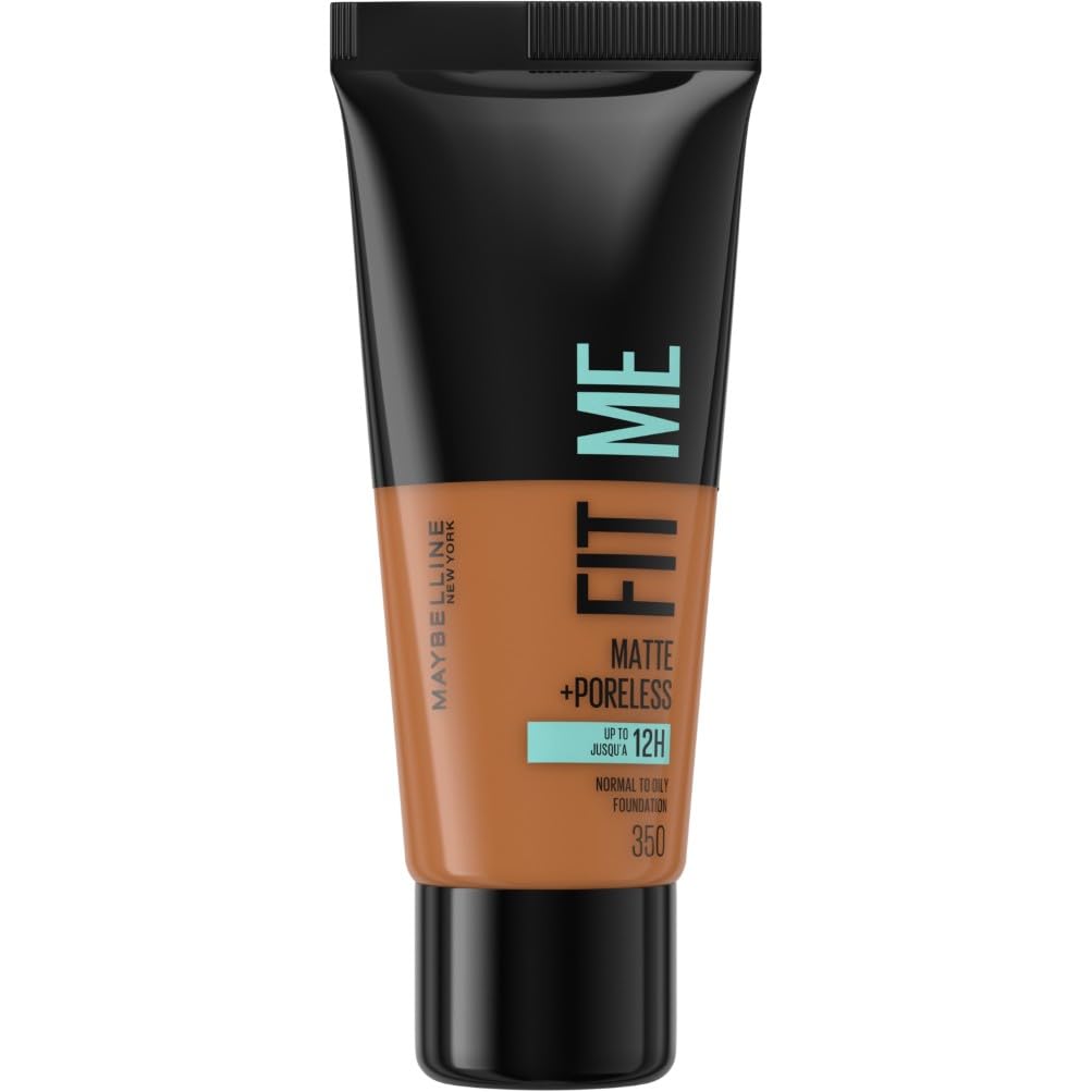 Maybelline Fit Me Foundation, Lightweight Medium Coverage, Blendable With a Matte and Poreless Natural Finish, For Normal to Oily Skin, Shade: 350 Caramel, 30ml — image 1
