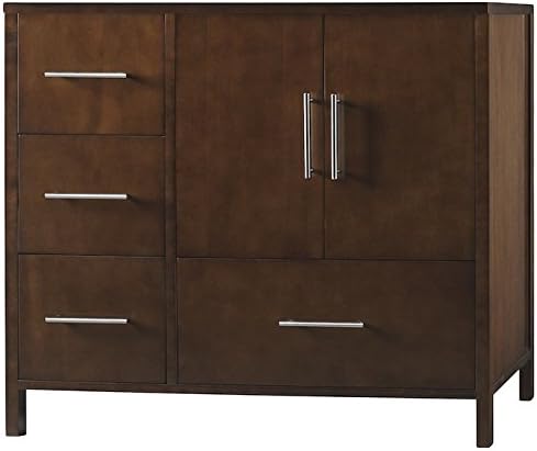 RONBOW Juno 36 Inch Bathroom Vanity Base Cabinet with Soft Close Frosted Glass Door and Right Cabinet Drawer in Dark Cherry 039236-1R-H01