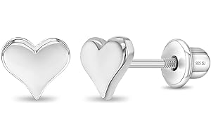 IN SEASON JEWELRY 925 Sterling Silver 5mm Classic Heart Toddler Screw Back Earrings for Babies & Kids - Hypoallergenic Young Girl's Heart Earrings