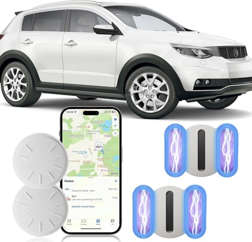 Mini GPS Tracker for Vehicles,Car GPS Tracker Work with Apple Find My(iOS Only),Full Global Coverage Location Tracker for Finding Vehicles/Person/Pets/Items,No Subscription Required (White,2PCS)
