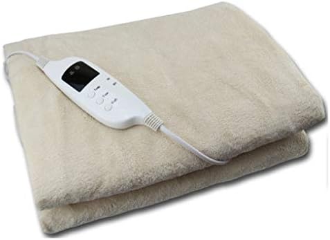 Electric Heated Throw Cream Over Under Blanket Fleece Bed Washable Soft Mattress