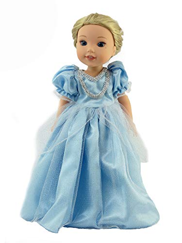 American Fashion World Blue Princess Cinderella Gown for 14-Inch Dolls | Premium Quality & Trendy Design | Dolls Clothes | Outfit Fashions for Dolls for Popular Brands