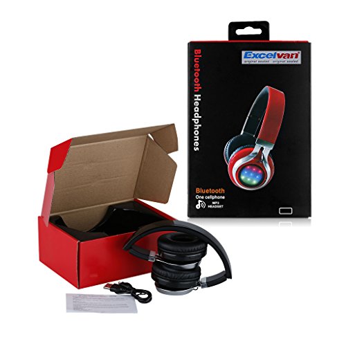 Auricular Diadema Inalámbrico Bluetooth LED Estéreo Recargable Micrófono Incorporado para Smartphone...