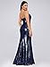 Women's Sequin Bridesmaid Dress Sleeveless Long Evening Prom Dresses Navy US12