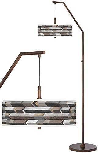 Woodwork Arrows Bronze Downbridge Arc Floor Lamp with Print Shade - Giclee Glow
