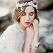 Aukmla Wedding Pearl Hair Vine Crystal Headbands and Bracelet Set Bridal Hair Wreath Silver Beads Head Chain Wedding Hair Accessories for the Women and Girls