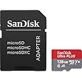 SanDisk - Ultra Plus 128GB microSDXC UHS-I Memory Card - 130MB/s, C10, U1, Full HD, A1, Micro SD Card - SDSQUA4-128G-GN6MA