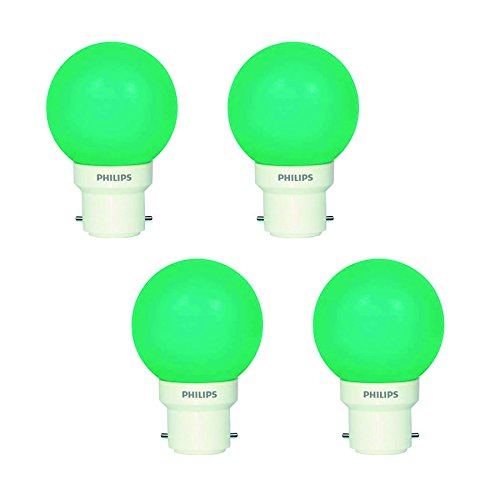 Philips Deco Mini Base B22 0.5-Watt LED Bulb (Pack of 4, Green)