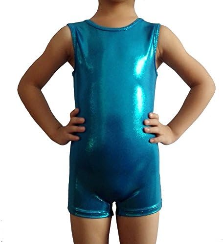 Demi Gymnastics Basic Metallic Tank Unitards TL070 (CXS, Oceanblue)