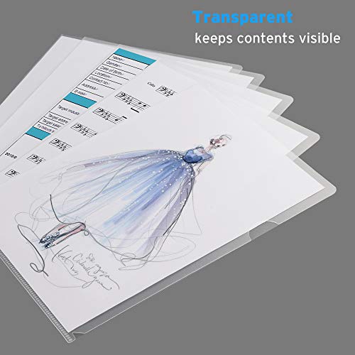 Sooez Clear Document Folder Project Pockets, 25 Pack Copy Safe Letter