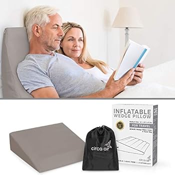 Circa Air Inflatable Wedge Pillow - with Washable Cover (Medium, 24 x 24 x 8 inches) Inflatable Bed Wedges for Acid Reflux and Sleeping. Travel Wedge Pillow w/Quick Valve for Easy Inflation/Deflation