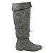 DA VICCINO TOP-01 Women's Slouch Side Zipper Flat Fold Cuff Knee High Boots