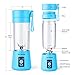 Portable Blender,Zjj-Home Smoothie Blender-Six Blades in 3D, Mini Travel Personal Blender with USB Rechargeable Batteries,Household Fruit Mixer,Detachable Cup,USB Juicer Cup 380ml (FDA BPA free) blue