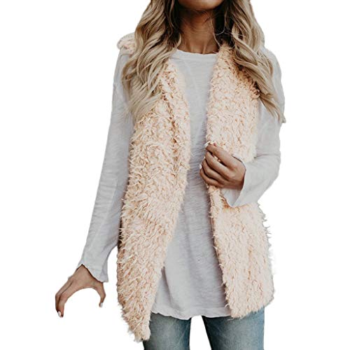 Creazrise Womens Vest Casual Faux Fur Sherpa Jacket Winter Sleeveless Open Front Coat Sleeveless Waistcoat