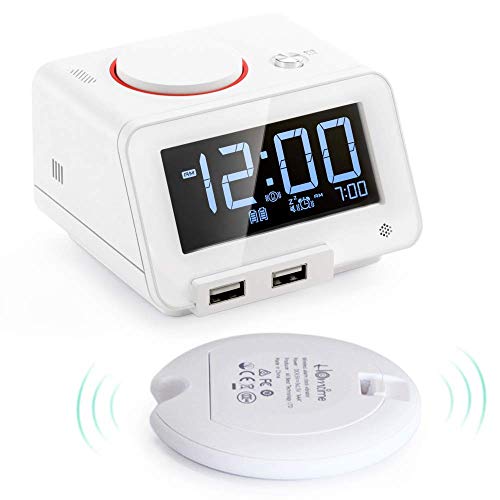 Homtime Alarm Clocks with Wireless Shaker 3 Level Intense Vibrating