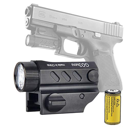 Garberiel G03 LED Handgun Flashlight 320 Lumens 1 Modes Waterproof LED Tactical Gun Flashlight Torch Light for Glock and MIL-STD-1913 Rail