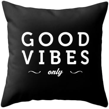 Good vibes only Black typography throw pillow Black and white pillow case