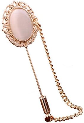 Unisex Vintage Hollow Out Oval Opal Lapel Stick Pins Banquets Brooch