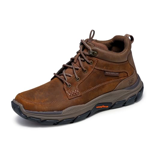 Skechers Men's Respected Boswell Mid Top Leather Moc Toe Lace Up Boot - Cdb - 7…
