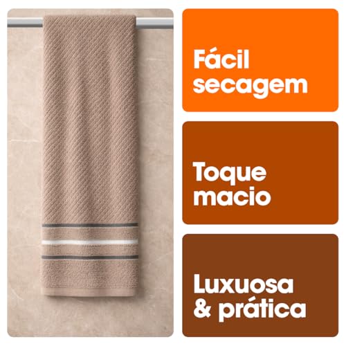 Toalha Banho Gigante Algodão Luxo Macia Alta Absorção Felpuda Premium Fio Penteado Hotel Spa Cor Taupe