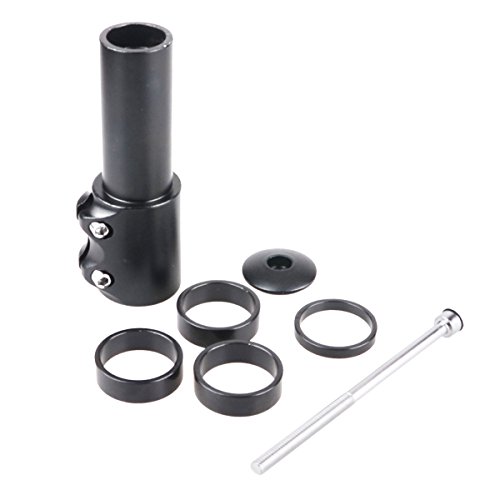 JEELAD MTB Bicycle Bike Fork Stem Extender Aluminium Alloy Head Up Adapter Handlebar Riser Adaptor (Black-2) - Thumbnail 2