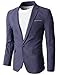 H2H Mens Slim Fit Suits Casual Solid Lightweight Blazer Jackets One Button Flap Pockets