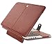 MOSISO Compatible with MacBook Pro 15 inch Retina (A1398, Version 2015/2014/2013/end 2012), PU Leather Portfolio Protective Stand Cover Sleeve, Brown