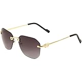 Bowie Rimless Geometric Wire Aviator Luxury Sunglasses