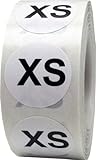 White Round Clothing Size Stickers XS - Extra Small Adhesive Labels for Apparel Retail - 500 Total
