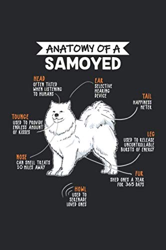 Anatomy Of A Samoyed: 6" x 9" Dot Grid - Notebook - Memo Book - Paperback - Journal - Diary - A funny gift for a dog owner and puppy lover. Also a ... there love there pet and four legged friend.
