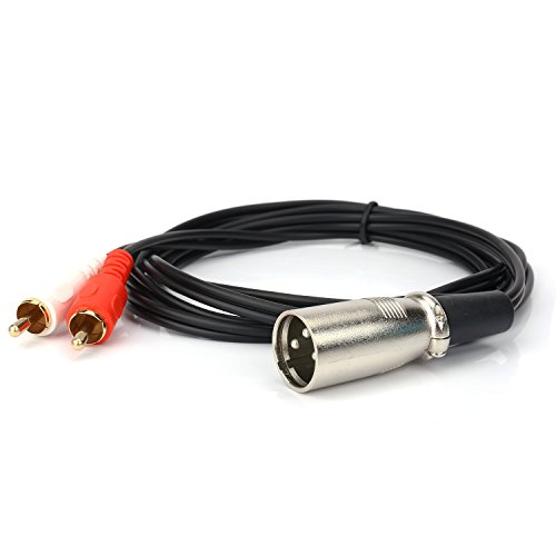 SiYear XLR Y Splitter Patch Cable, 1 XLR male to 2 RCA Male Plug Adapter Cable, 3 pin xlr mic splitter,rca phono line ,2RCA to XLR 5FT (1.5m)
