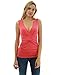 PattyBoutik Women V Neck Crossover Twist Front Sleeveless Blouse (Coral Pink Medium)