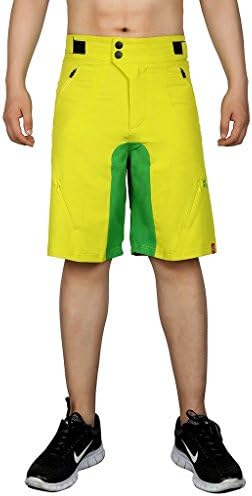 SIMPLORE Men's MTB Mountain Bike Shorts, Baggy Bike Biking Cycling Shorts - Breathable and Quick Dry Yellow 2XL