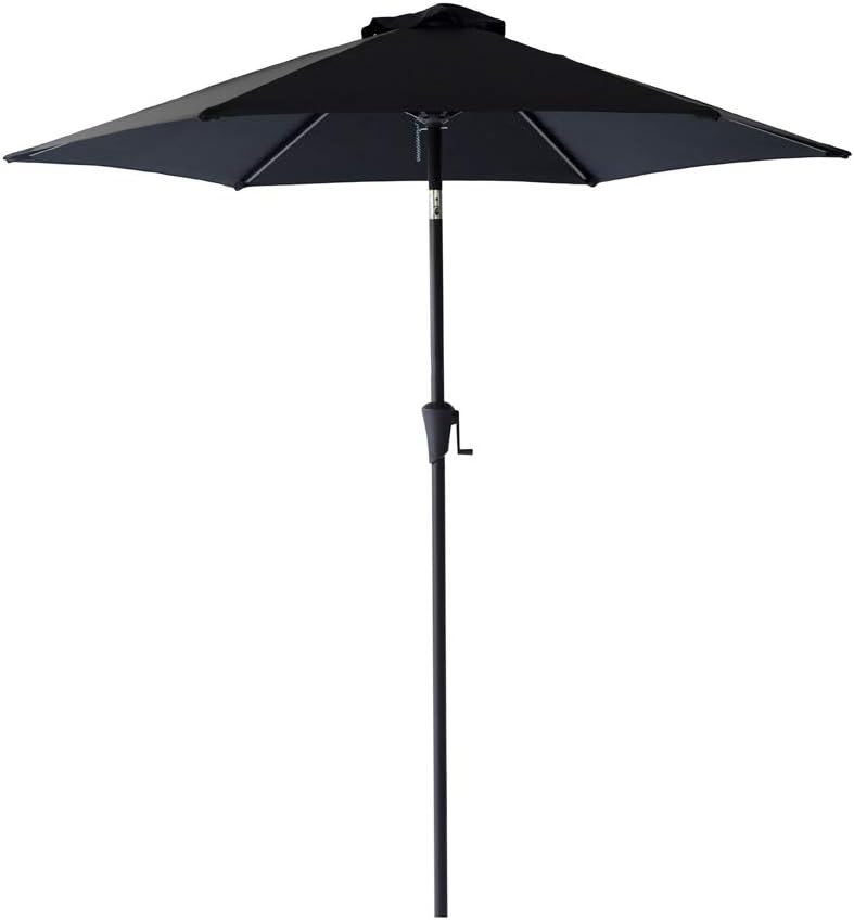 Amazon Com C Hopetree 7 5 Ft Outdoor Patio Market Umbrella With Tilt Black Garden Outdoor