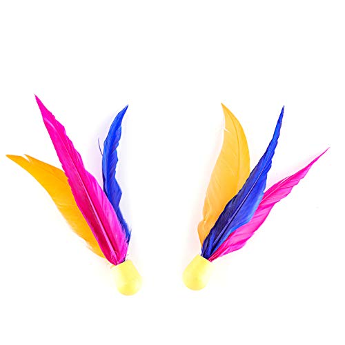 Classic Wooden Paddle Ball Game Set,Fun Racquet Game,Indoor Outdoor Easiest Racket Game (2 Thicker Wooden Rackets,4 Waterproof Birdies,1 Carry Bag)(Green)