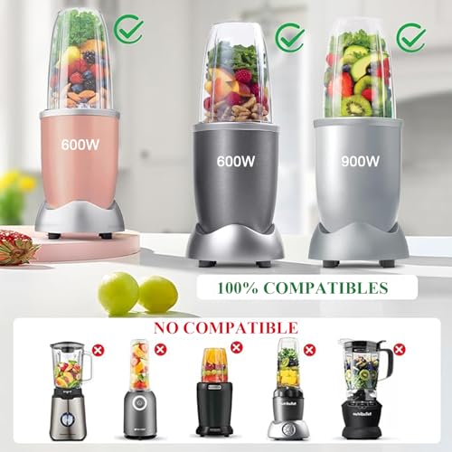 17 Piezas Repuesto para Nutribullet, con Aspas Nutribullet Original, 32oz 24oz 18oz Vaso Nutribullet Original y Junta de Goma, Tapón Sellador, Compatibles con Licuadora Nutribullet Original 600W/900W