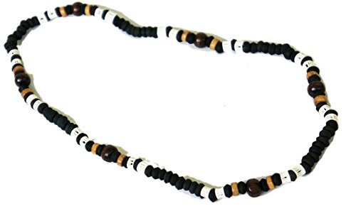 Brown balls shark bone beads surfer beach elastic necklace boy me…