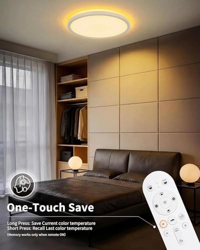 Plafón LED Regulable 24W con Mando – Lámpara de Techo con Luz Nocturna 2000K, Temporizador, Diseño Redondo Ultrafino para Dormitorio, Salón, Cocina, Habitación Infantil Ø30cm