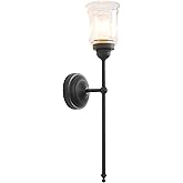 SongCiLT Vintage Sconces Wall Lighting with Clear Fringe Glass Lampshade, 1-Light Indoor Wall Mounted Fixture with Long Arm f