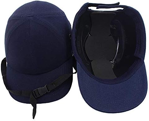 ベースボールキャップ型 軽量 安全帽 ヘルメット 防災用品 軽作業帽子 キャップ 保護帽子 内蔵 インナーキャップ 通気 顎紐付けヘルメット ネイビー