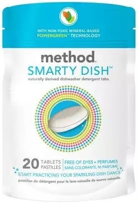 method Smarty Dish Non-toxic Dishwasher Detergent Tabs Free of Dyes + Perfumes 20.0ea - pack of 2