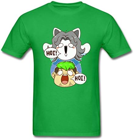 PEILIN Fantasy Jacksepticeye and Undertale Temmie Hoi Men's T-Shirt Bright green Small