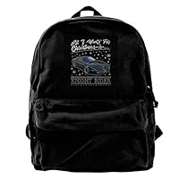 MIJUGGH Canvas Backpack All I Want for Christmas is Knight Rider Rucksack Gym Hiking Laptop Shoulder Bag Daypack for Men Women
