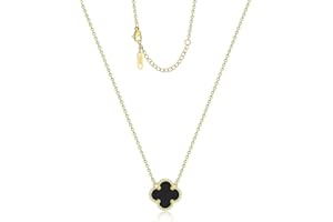 POLYREAL Lucky Clover Necklace For Women Girls, 18K Gold Plated Cute Fashion Simple Girls Titanium Steel Hypoallergenic Penda