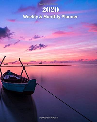 2020 Weekly and Monthly Planner: Purple Sunset Ocean and Boat - Monthly Calendar with U.S./UK/ Canadian/Christian/Jewish/Muslim Holidays– Calendar in ... 8 x 10 in.-Tropical Island Travel Vacation