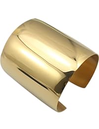 Couya - Brazalete esclavo abierto de acero Inoxidable pulido suave. Para regalar a mujeres, dama, niñas
