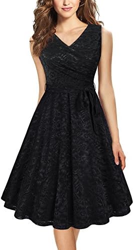 Laksmi Dress for Women Party,Ladies Summer Fashion Comfy Fit and Flare Sleeveless Formal Cocktail Lace Long Dress,Black XL